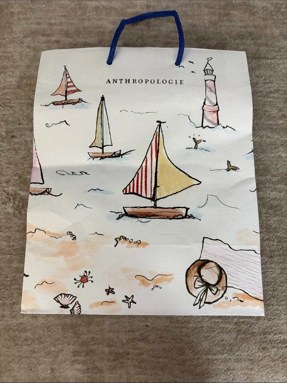 Anthropologie Nautical Sailboat design by Oana Befort. Paper shopping bag.